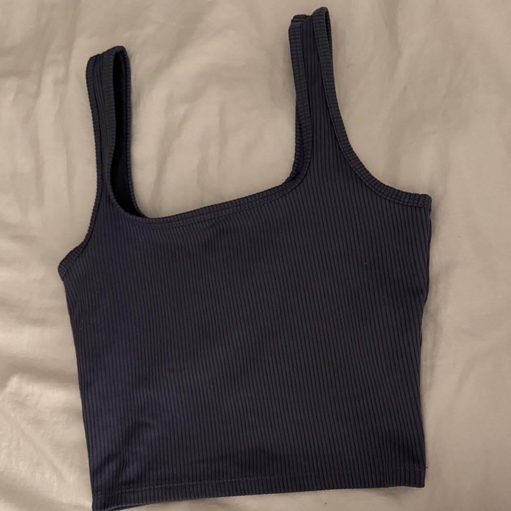 Hollister Women's Blue Ribbed Tank Top